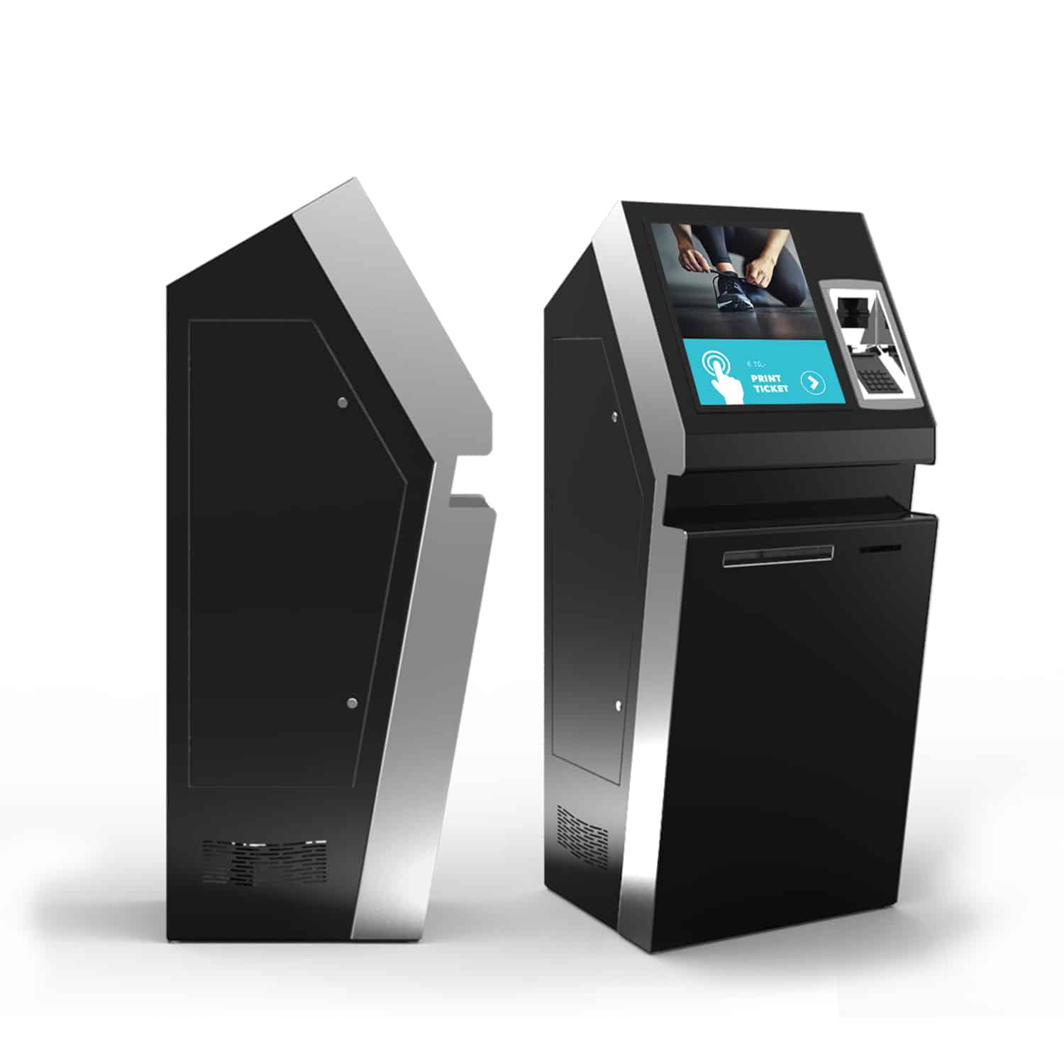 digital signage kiosk met kaartlezer en optie voor bankpas betalingen